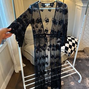 AS SEEN ON TIKTOK floral lace tie kimono